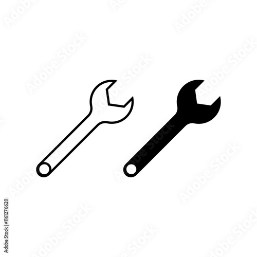 wrench icon, spanner, wrench tool isolated icon