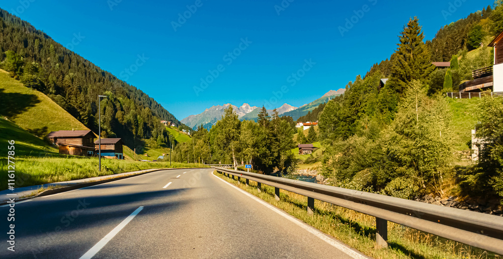 Fototapeta premium Alpine summer view at Sesselebene, Paznaun, Landeck, Tyrol, Austria