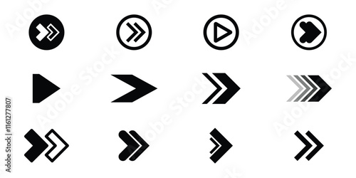 Swipe right icon. Arrow icon set. Cursor. Simple arrow icons in black.