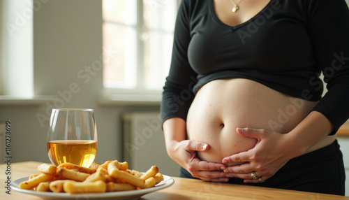 Pregnant Woman and Unhealthy Food Choices photo