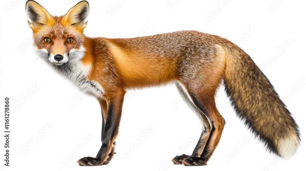 Fototapeta premium A realistic illustration of a red fox showcasing its distinct features and fur patterns.