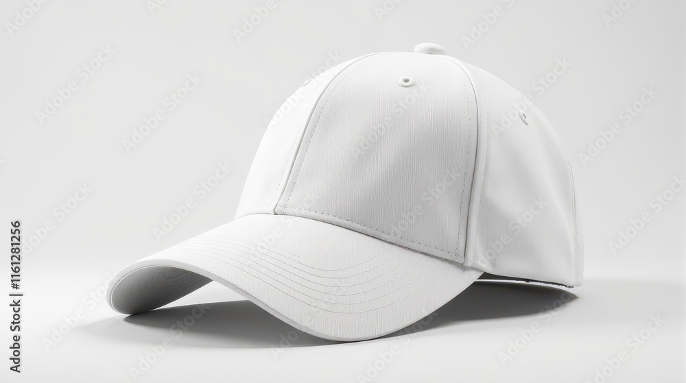Fototapeta premium A sleek white baseball cap isolated on a clean white background, showcasing minimalist style and modern design