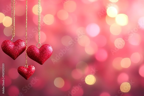 An abstract Valentine's Day background filled with swirling hearts in vibrant reds and pinks, evoking love and romance in a dreamy design.