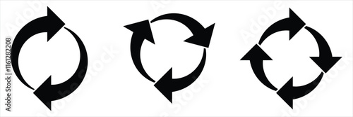 Refresh icon vector. Recycle vector icon symbol. Repeat and reload icons set and arrow rotation circle. Sync icon symbol convert button sign. Vector illustration.