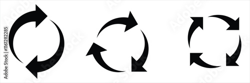 Refresh icon vector. Recycle vector icon symbol. Repeat and reload icons set and arrow rotation circle. Sync icon symbol convert button sign. Vector illustration.