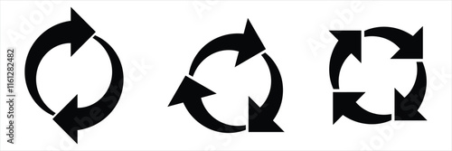 Circle arrows icon vector set. Sync repeat and reload arrow icon, rotate arrow symbol. Vector illustration.