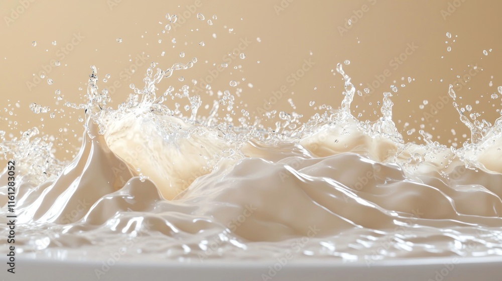 Dynamic splash of creamy liquid against a neutral background. Dynamic splash of creamy liquid against a neutral background.