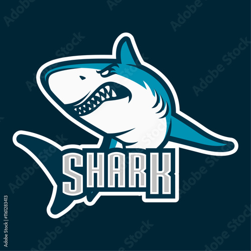 Shark mascot logo. Shark esport logo. fish shark esport gaming mascot logo template