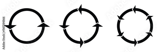 Circle arrow icon set. Symbol of reload, refresh, loading, recycle and repeat. Interconnecting round arrow vector icons set. Work in progress sign. arrow in the loop.