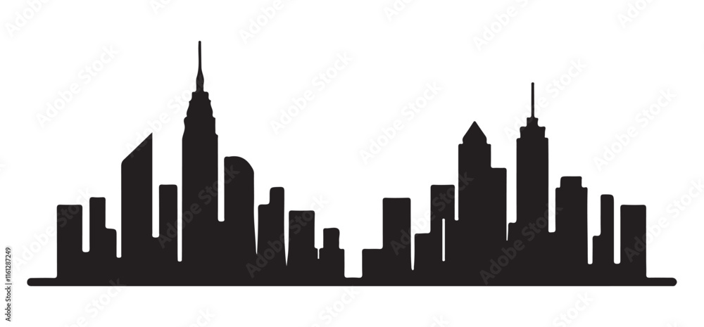 Fototapeta premium Stunning City Skyline Silhouette Illustration