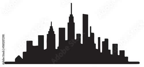 Elegant Black Cityscape Silhouette for Urban Designs