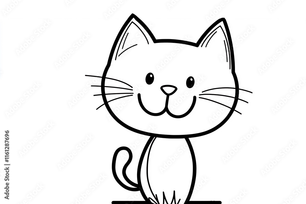 Obraz premium Charming Hand-Drawn Sketch of a Playful Kitten, Simple Line Art Illustration. AI Generated