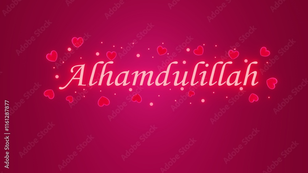 Alhamdulillah text isolated on pink glitters bokeh background Alhamdulillah text isolated on pink glitters bokeh background