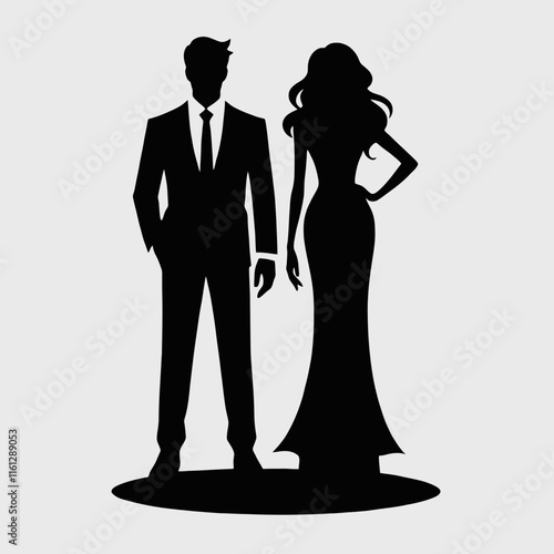 Wallpaper Mural very simple flat and minimalist silhouette of a man and a woman in black on a white background  Torontodigital.ca