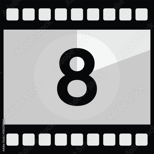 Movie Countdown Frame. Retro design. Old film movie timer count. Vintage cinema. Number count. Vector illustration.