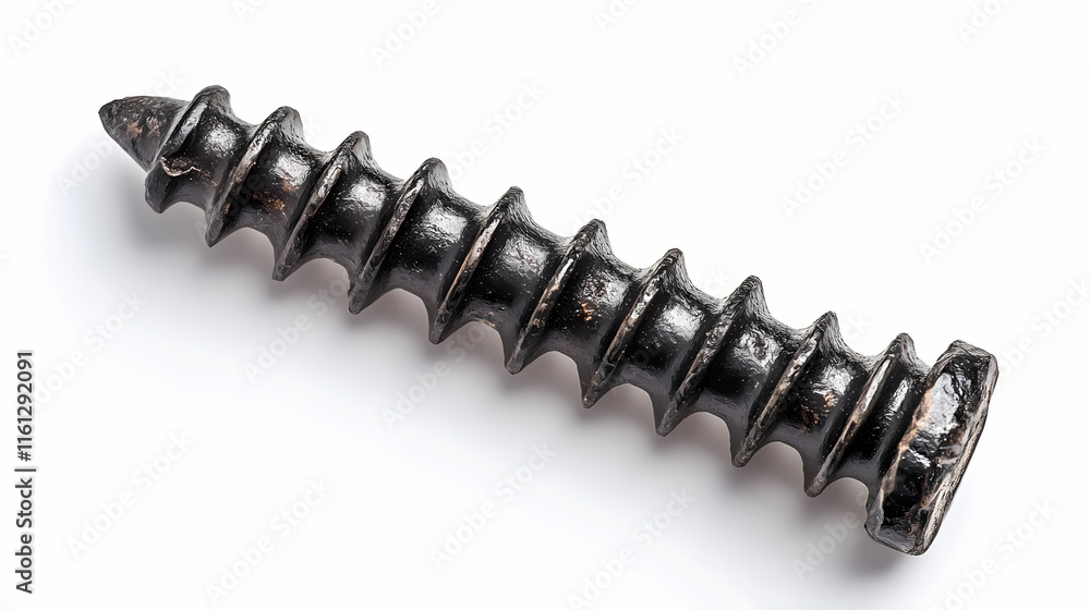 Aerial view of black iron wood screw isolated on white background. Ebonwood. Illustration Aerial view of black iron wood screw isolated on white background. Ebonwood. Illustration
