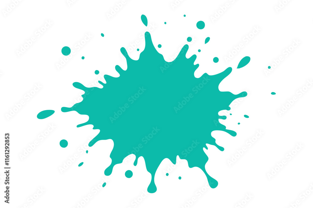 Fototapeta premium Turquoise paint splatter on white background