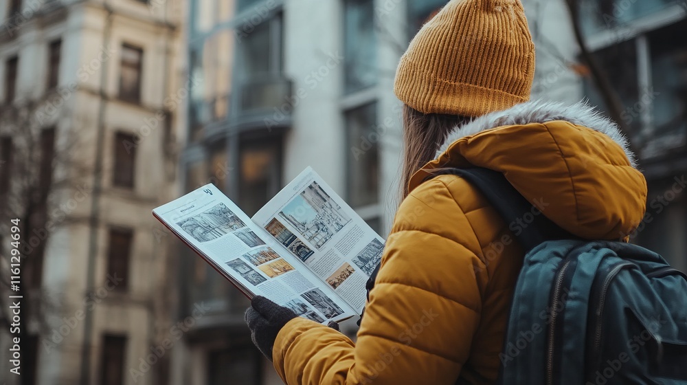 Tourist Exploring City Guidebook Tourist Exploring City Guidebook