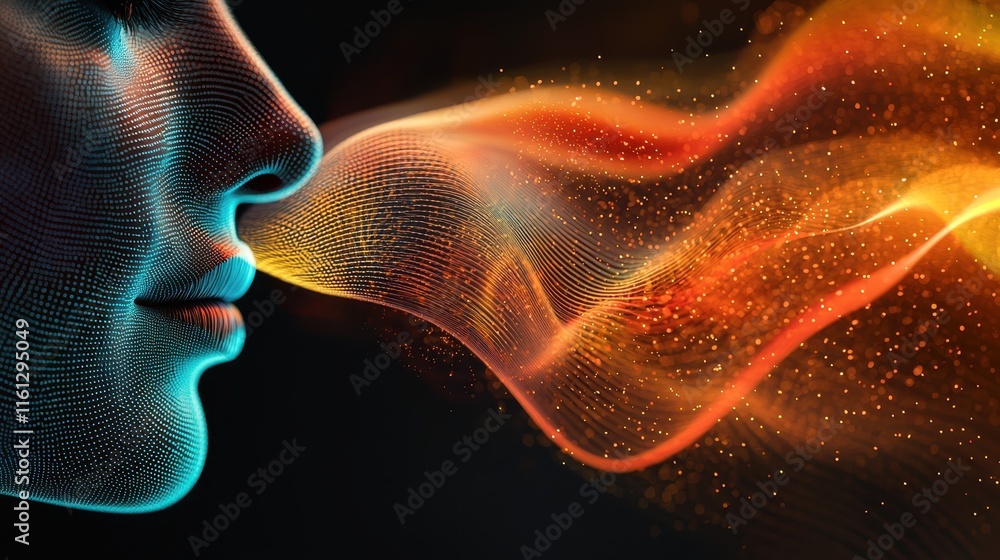 Fototapeta premium Captivating digital art depicting breath of fire and light abstract environment close-up perspective