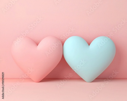 Valentine's Day Pastel Pink and Blue Hearts Love Romance Valentine s Day Background