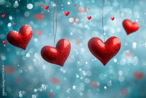 An abstract Valentine's Day background filled with swirling hearts in vibrant reds and pinks, evoking love and romance in a dreamy design.