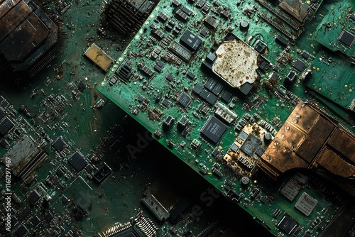 A Pile of Old Circuit Boards and Computer Parts Showcasing E-Waste

 photo