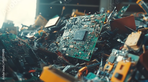 A Pile of Old Circuit Boards and Computer Parts Showcasing E-Waste

 photo