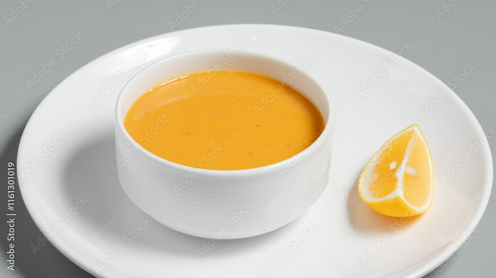 Lentil soup bowl with lemon Lentil soup bowl with lemon