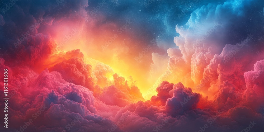 Fototapeta premium clouds glow softly against a surreal, colorful abstract sky., Generative AI