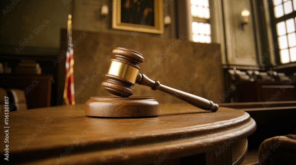 Obraz premium Gavel on Judge's Bench Symbol of Justice