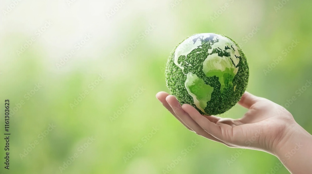 Hand Holding Green Earth Globe Symbolizing Energy Solutions for a Healthier Environment Hand Holding Green Earth Globe Symbolizing Energy Solutions for a Healthier Environment