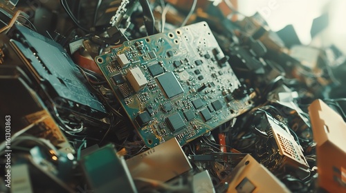 A Pile of Old Circuit Boards and Computer Parts Showcasing E-Waste

 photo