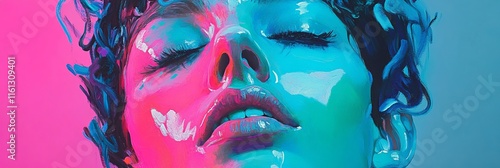 Neon blue, pink, green concept