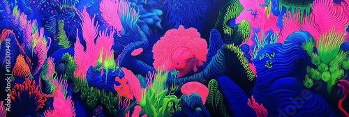 Neon blue, pink, green concept