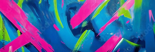 Neon blue, pink, green concept