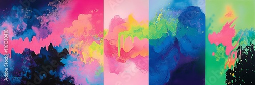 Neon blue, pink, green concept