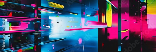 Neon blue, pink, green concept