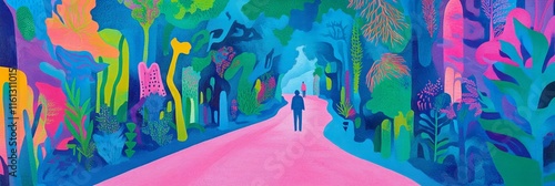 Neon blue, pink, green concept