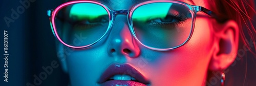 Neon blue, pink, green concept