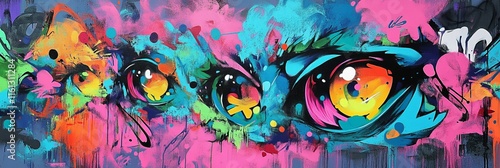 Neon blue, pink, green concept