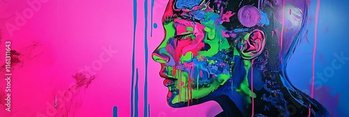 Neon blue, pink, green concept