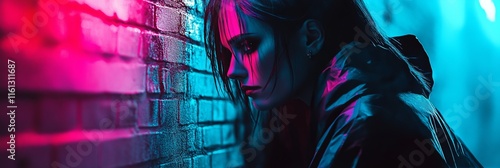 Neon blue, pink, green concept