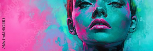 Neon blue, pink, green concept