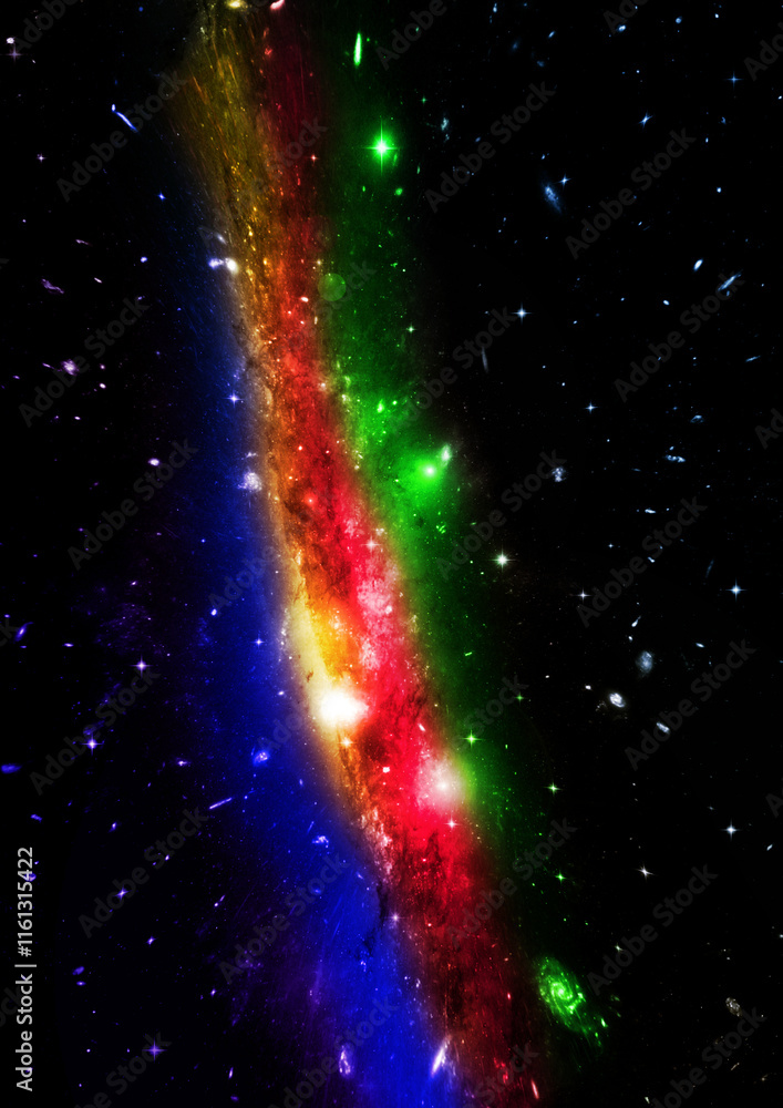 Stars of a planet and galaxy in a free space Elements of this image furnished by NASA.