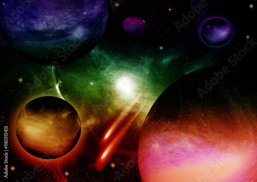 Obraz na płótnie Stars of a planet and galaxy in a free space Elements of this image furnished by NASA. w salonie