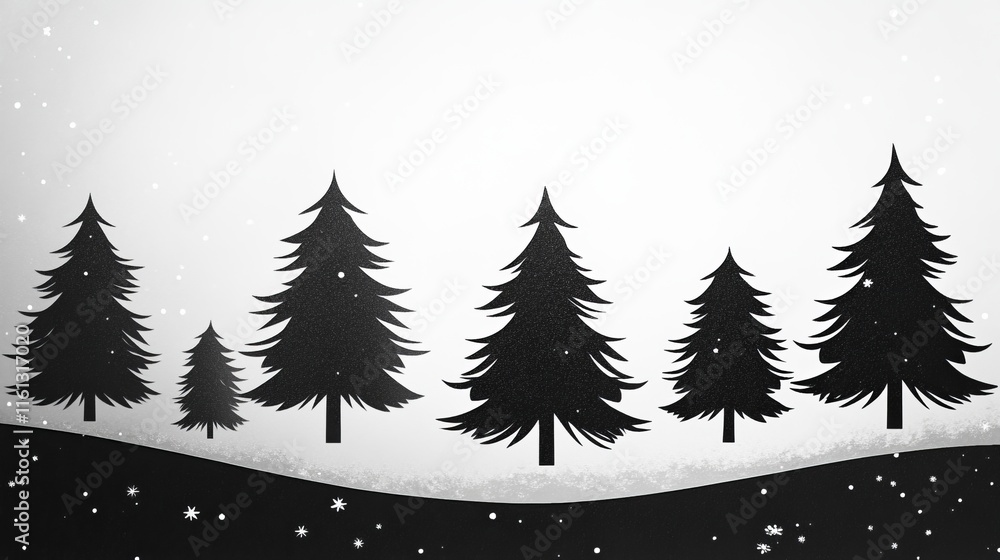 Obraz premium Negative space Christmas trees