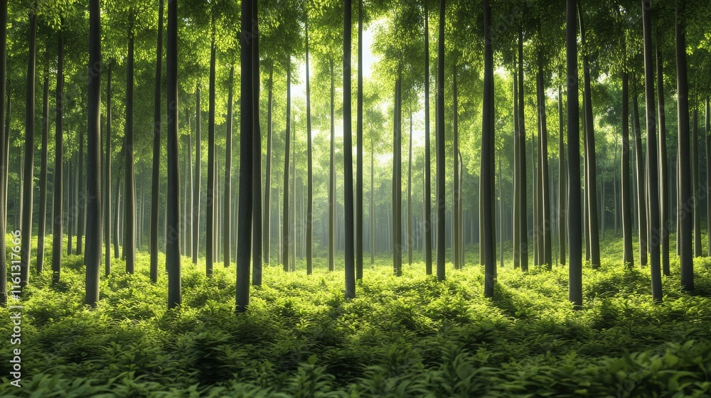 Green forest isolated on background. 3d rendering - illustration