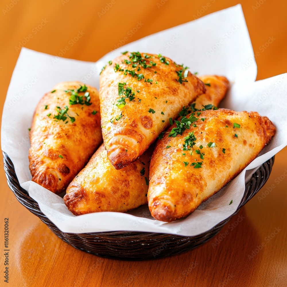 A Vibrant Basket Overflowing with Golden Crispy Empanadas Served on a Rustic Wooden Table Evoking a Joyful and Flavorful Culinary Experience A Vibrant Basket Overflowing with Golden Crispy Empanadas Served on a Rustic Wooden Table Evoking a Joyful and Flavorful Culinary Experience