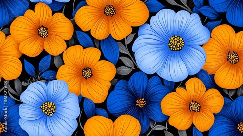 Wallpaper Mural Vibrant Floral Pattern with Blooming Flowers Torontodigital.ca