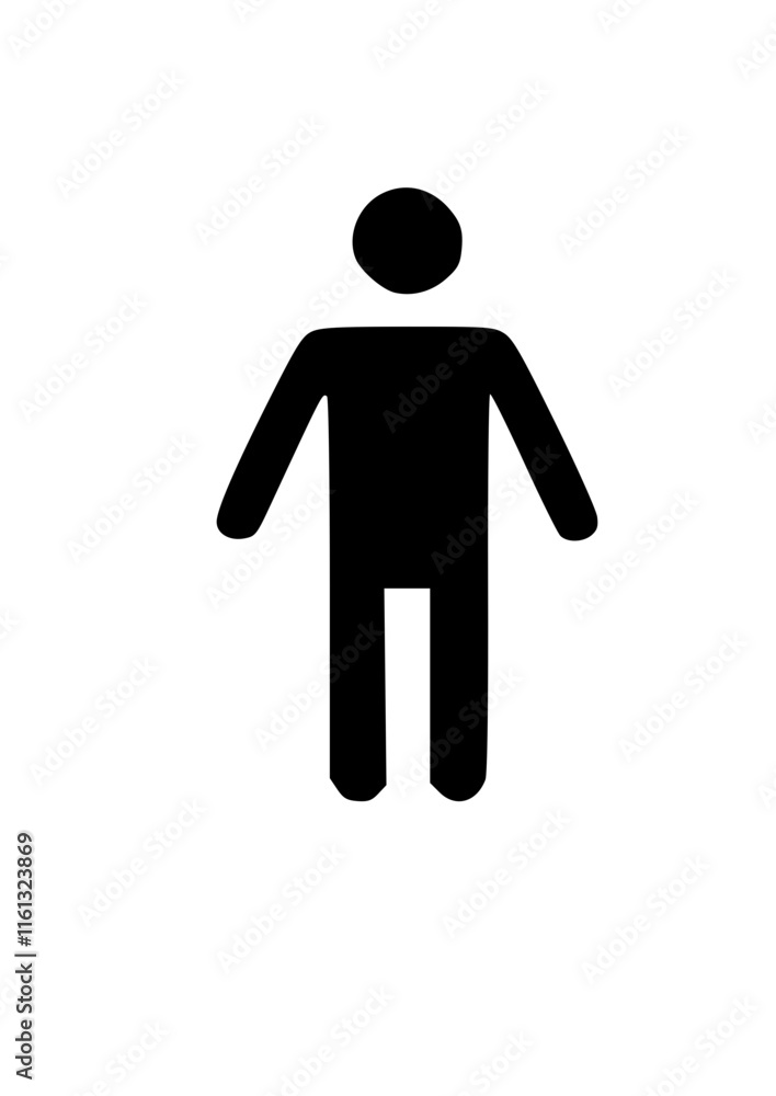 Black and white man standing in the middle icon Black and white man standing in the middle icon